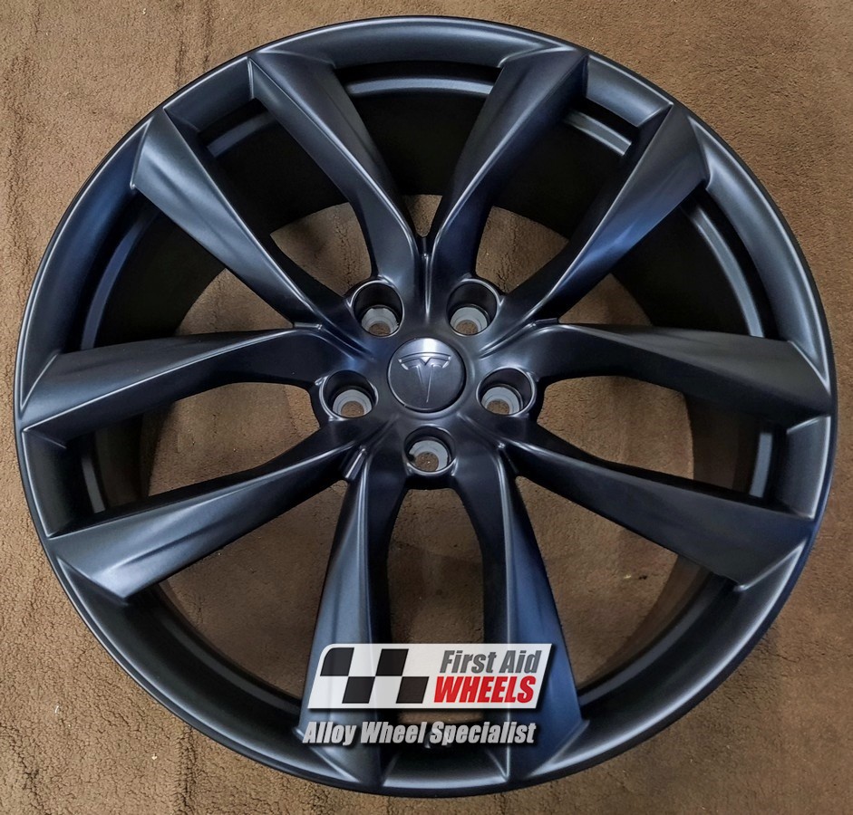 R582SB EXCHANGE SERVICE - TESLA MODEL S 4x21" GENUINE ARACHNID SATIN BLACK ALLOY WHEELS