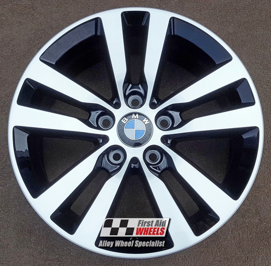 R573DCB EXCHANGE SERVICE - BMW 1 2 SERIES 4x17" GENUINE STYLE 655 GLOSS BLACK DIAMOND CUT ALLOY WHEELS