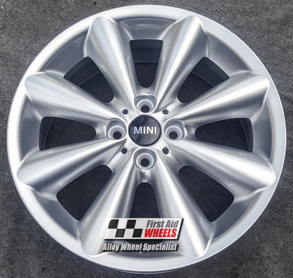 R530S EXCHANGE SERVICE - MINI COOPER S 4x17" GENUINE R121 CONICAL SILVER ALLOY WHEELS