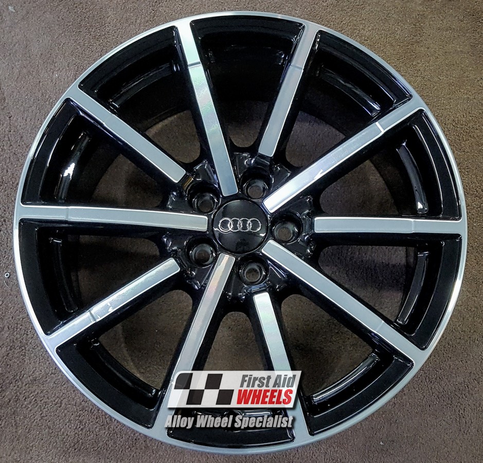 R523DCB EXCHANGE SERVICE - AUDI A1 4x17" GENUINE 10 SPOKE GLOSS BLACK DIAMOND CUT ALLOY WHEELS