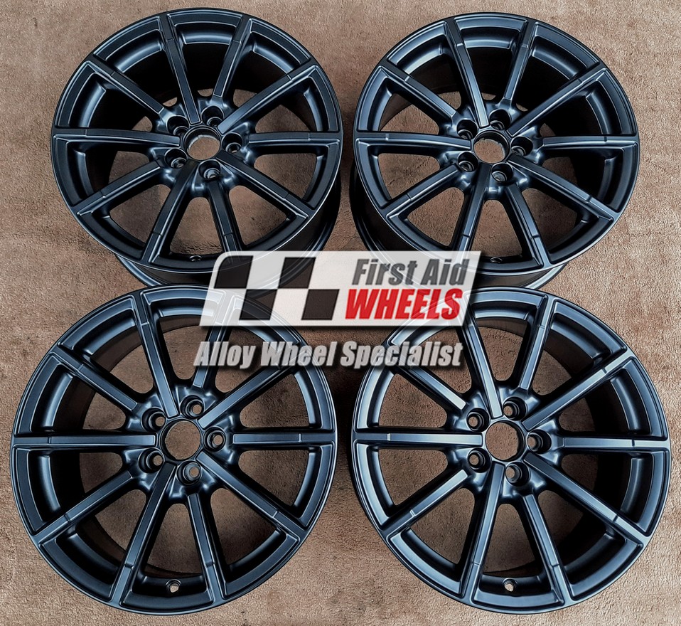 R523DBS EXCHANGE SERVICE - AUDI A1 4x17" GENUINE 10 SPOKE SATIN BLACK DIAMOND CUT ALLOY WHEELS