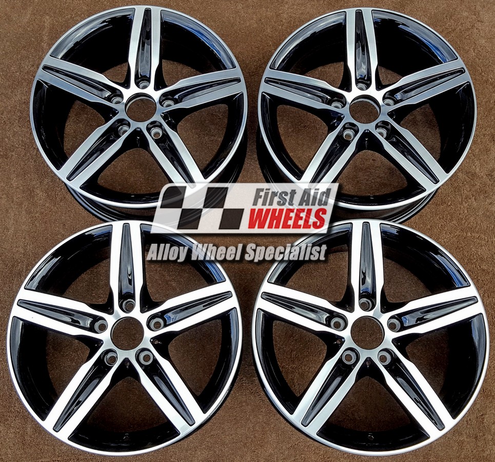 R498DCB EXCHANGE SERVICE - BMW 1 2 SERIES 4x17" GENUINE STYLE 379 GLOSS BLACK DIAMOND CUT ALLOY WHEELS