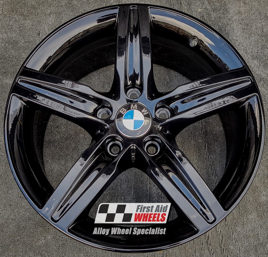 R498GB EXCHANGE SERVICE - BMW 1 2 SERIES 4x17" GENUINE STYLE 379 GLOSS BLACK ALLOY WHEELS