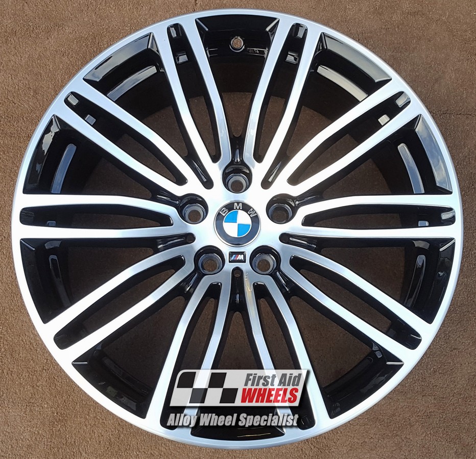 R490DCB EXCHANGE SERVICE - BMW 5 SERIES G30 4x19" GENUINE STYLE 664M GLOSS BLACK DIAMOND CUT ALLOY WHEELS