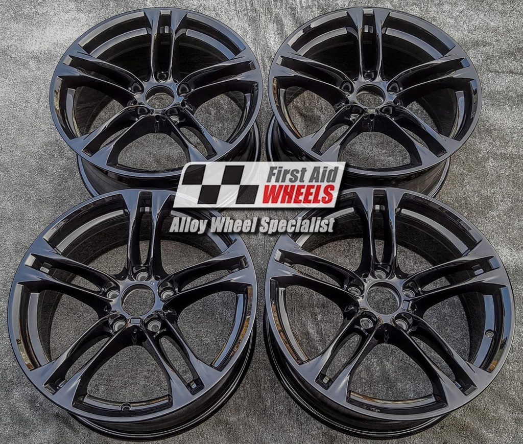 R488GB EXCHANGE SERVICE - BMW 5 6 SERIES 4x18" GENUINE STYLE 613M GLOSS BLACK ALLOY WHEELS