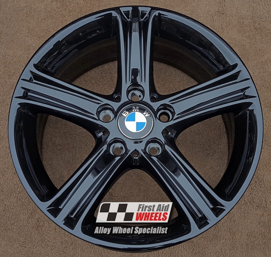 R463GB EXCHANGE SERVICE - BMW 3/4 SERIES 4x17" GENUINE STYLE 393 GLOSS BLACK ALLOY WHEELS