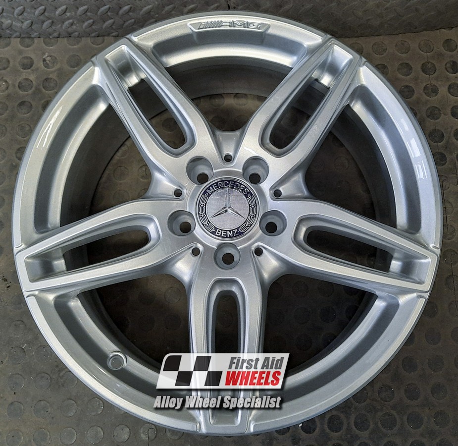 R438S EXCHANGE SERVICE - MERCEDES A CLASS W176 B CLA 4x18" AMG SILVER OEM ALLOY WHEELS