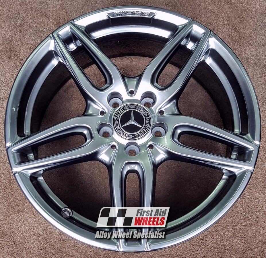 R438SC EXCHANGE SERVICE - MERCEDES A CLASS W176 B CLA 4x18" AMG SHADOW CHROME OEM ALLOY WHEELS