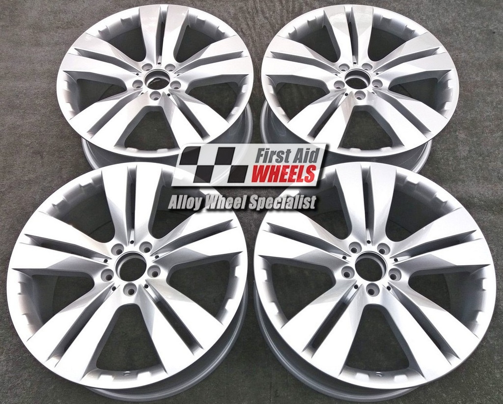 R434S EXCHANGE SERVICE - MERCEDES GL ML 4x20" GENUINE 5 TWIN SPOKE SILVER ALLOY WHEELS