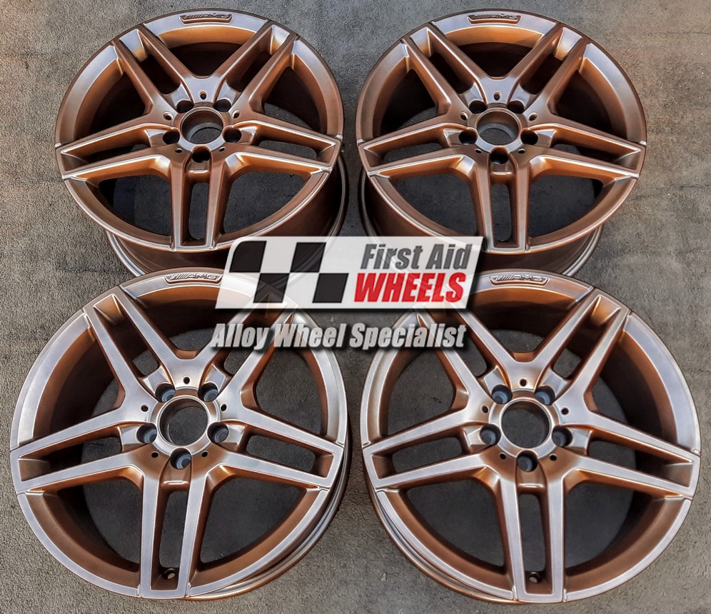 R409CB EXCHANGE SERVICE - MERCEDES E CLASS S212 W212 4x18" AMG SATIN COPPER BRONZE ALLOY WHEELS