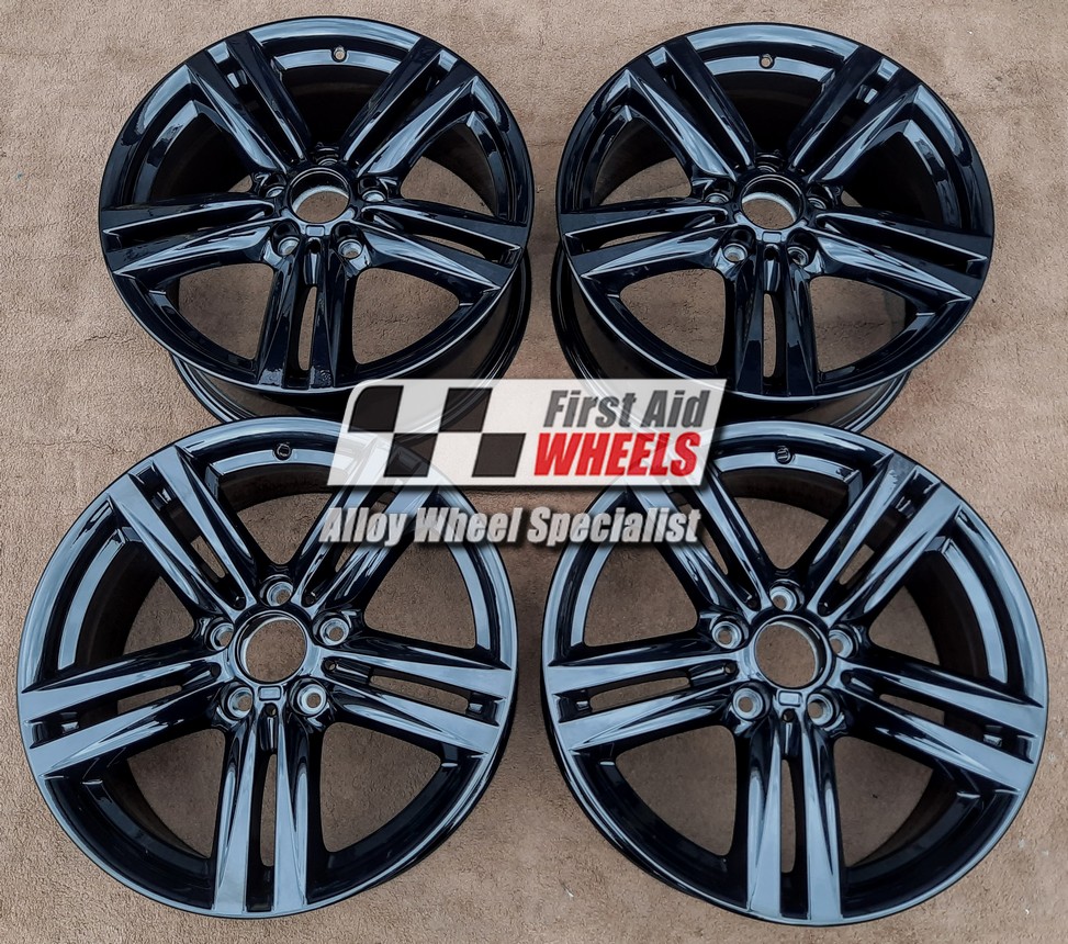 R400GB EXCHANGE SERVICE - BMW 1 2 SERIES 4x18" GENUINE STYLE 386M GLOSS BLACK ALLOY WHEELS