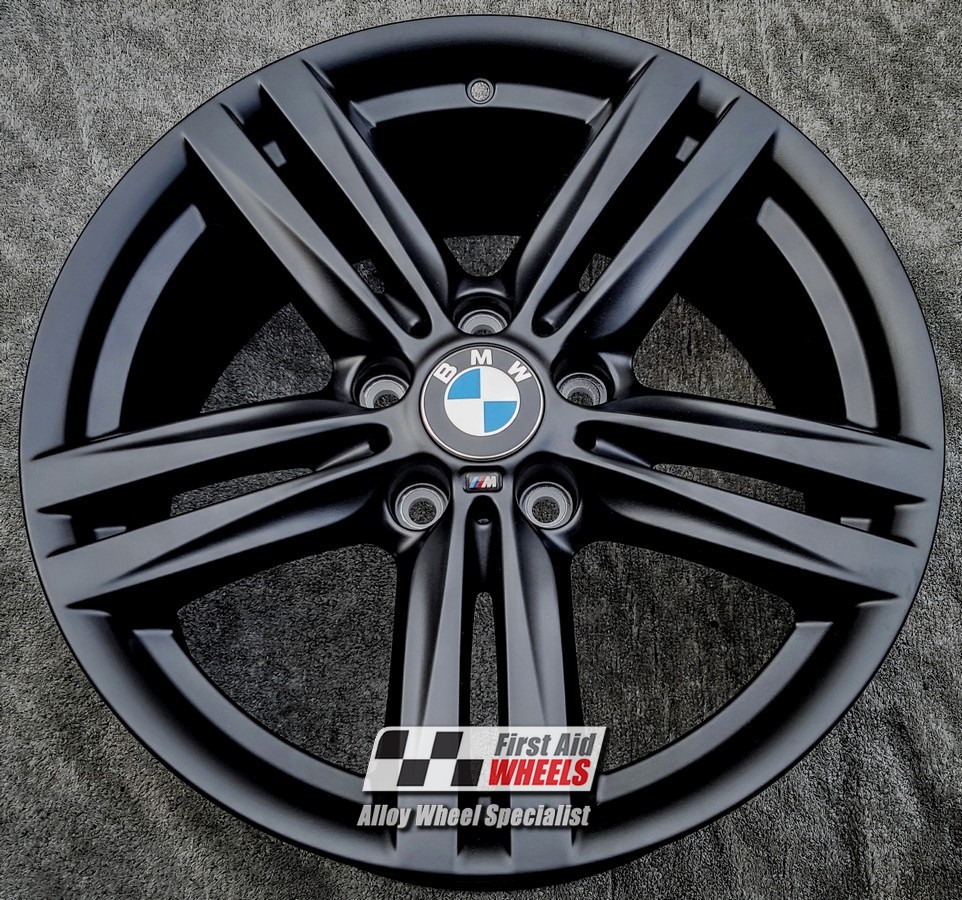 R400SB EXCHANGE SERVICE - BMW 1 2 SERIES 4x18" GENUINE STYLE 386M SATIN BLACK ALLOY WHEELS