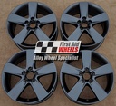 R388SB EXCHANGE SERVICE - SAAB 93 9-3 4x17" GENUINE ALU59 5 SPOKE SATIN BLACK ALLOY WHEELS