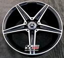 R355DCB EXCHANGE SERVICE - MERCEDES C CLASS 4x18" GENUINE AMG 5 SPOKE GLOSS BLACK DIAMOND CUT ALLOY WHEELS