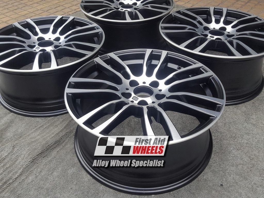 R354DBS EXCHANGE SERVICE - BMW 3/4 SERIES 4x19" GENUINE STYLE 403M SATIN BLACK DIAMOND CUT ALLOY WHEELS