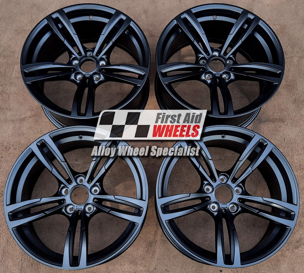 R348SB EXCHANGE SERVICE - BMW M2 M3 M4 4x19" GENUINE STYLE 437M SATIN BLACK ALLOY WHEELS