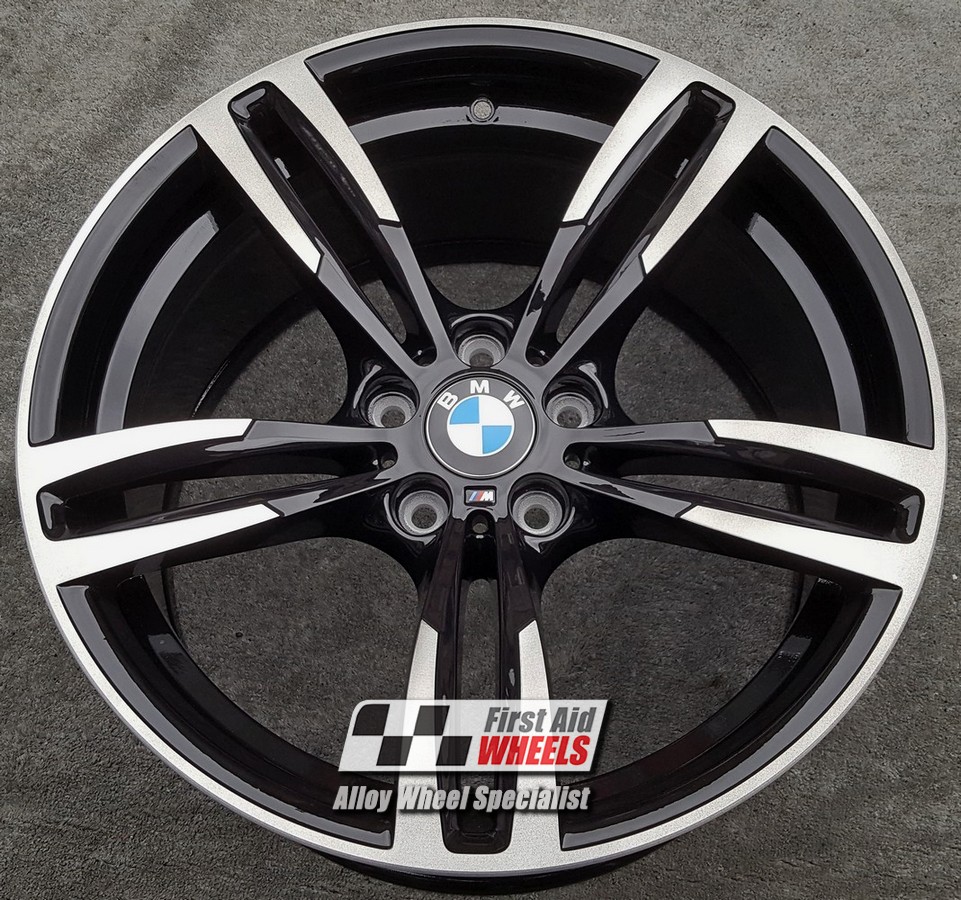 R348DSL EXCHANGE SERVICE - BMW M2 M3 M4 4x19" GENUINE STYLE 437M GLOSS BLACK DIAMOND CUT SMOKED LACQUER ALLOY WHEELS