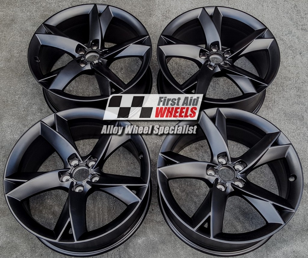 R335SB EXCHANGE SERVICE - AUDI A5 8T 4x19" GENUINE Y SPOKE SATIN BLACK ALLOY WHEELS