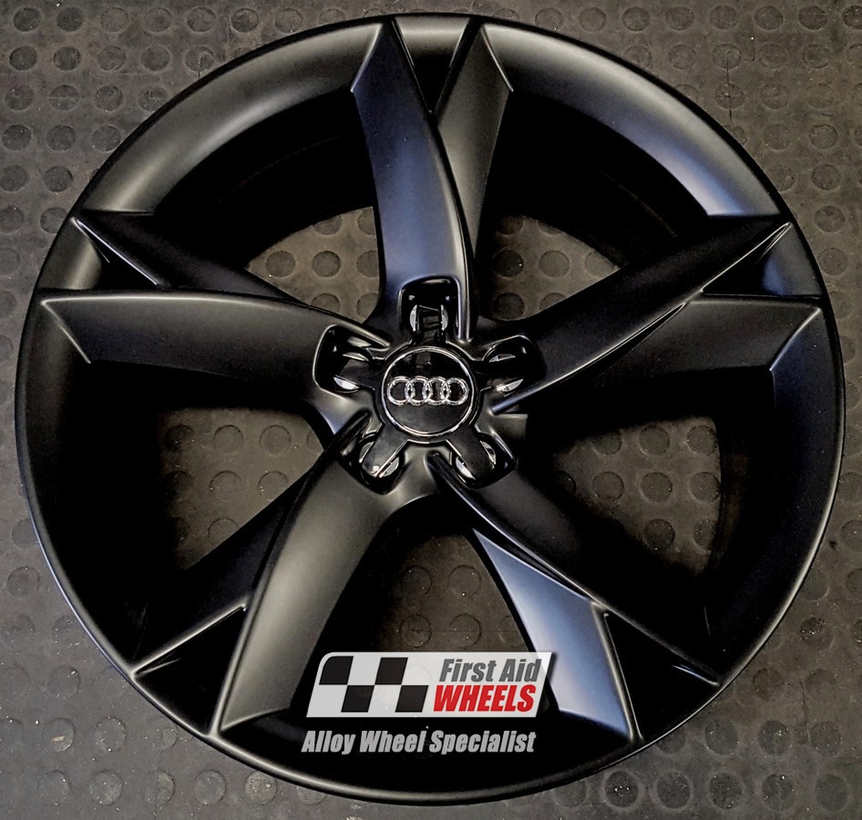 R335SB EXCHANGE SERVICE - AUDI A5 8T 4x19" GENUINE Y SPOKE SATIN BLACK ALLOY WHEELS