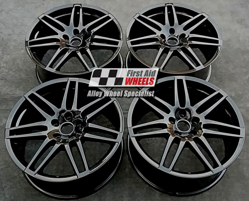 R328GB EXCHANGE SERVICE - AUDI A6 C6 4x19" GENUINE LE MANS GLOSS BLACK ALLOY WHEELS