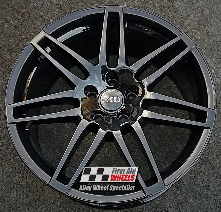 R328GB EXCHANGE SERVICE - AUDI A6 C6 4x19" GENUINE LE MANS GLOSS BLACK ALLOY WHEELS