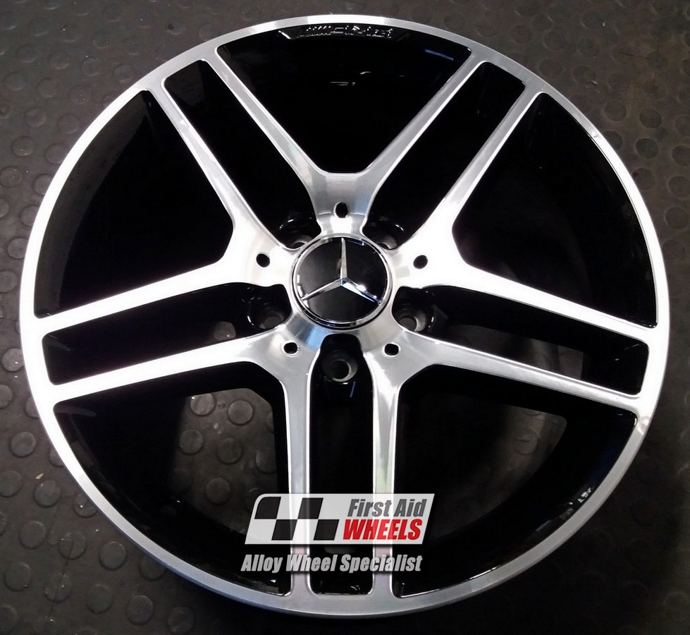 R294DCB EXCHANGE SERVICE - MERCEDES C CLASS W204 4x17" GENUINE AMG GLOSS BLACK DIAMOND CUT ALLOY WHEELS