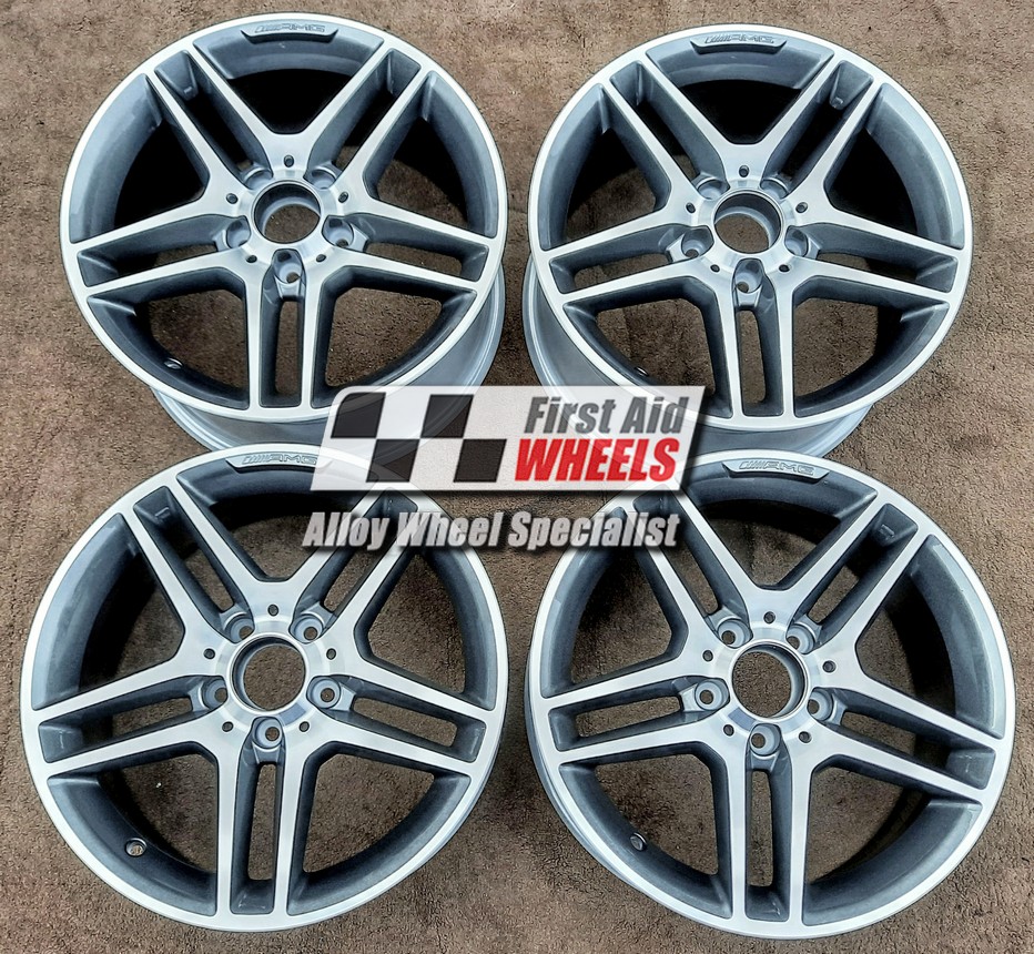 R294DCG EXCHANGE SERVICE - MERCEDES C CLASS W204 4x17" GENUINE AMG GREY DIAMOND CUT ALLOY WHEELS