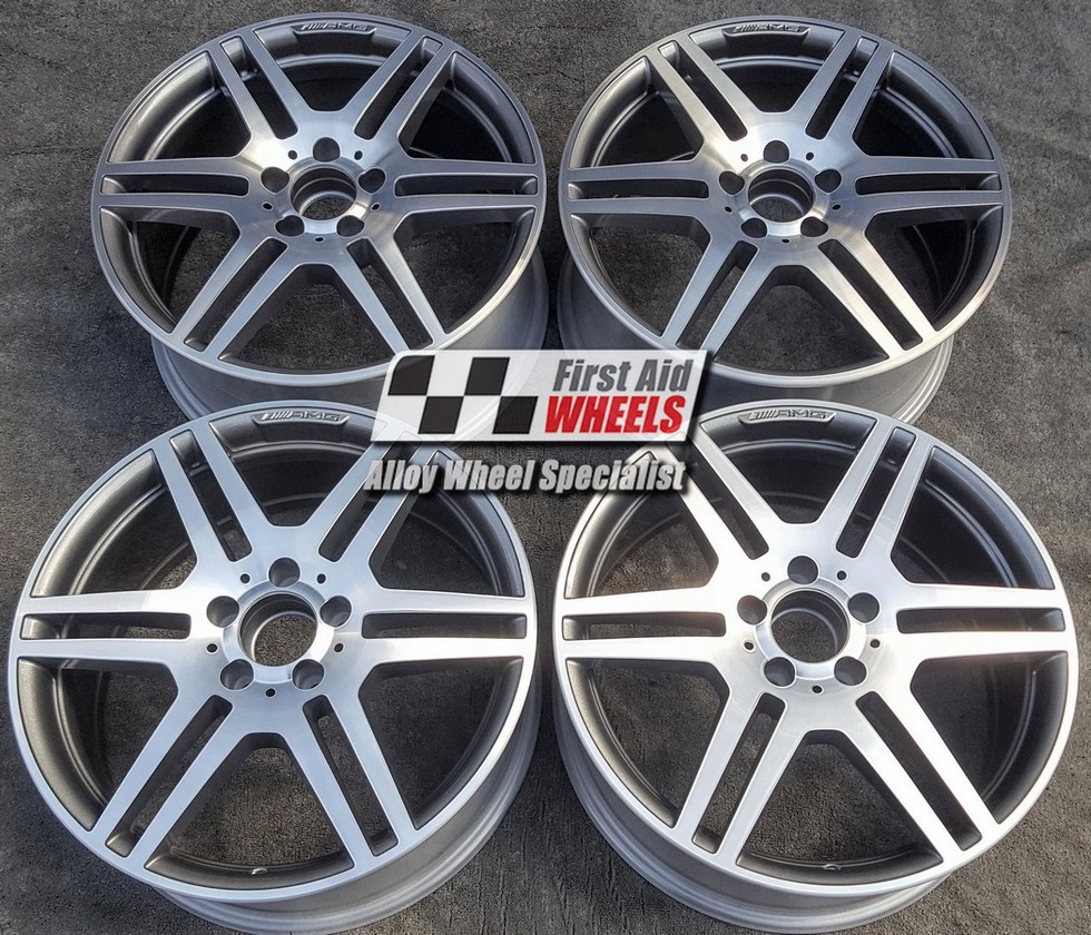 R288DCG EXCHANGE SERVICE - MERCEDES E CLASS W212 4x18" GENUINE AMG GREY DIAMOND CUT ALLOY WHEELS