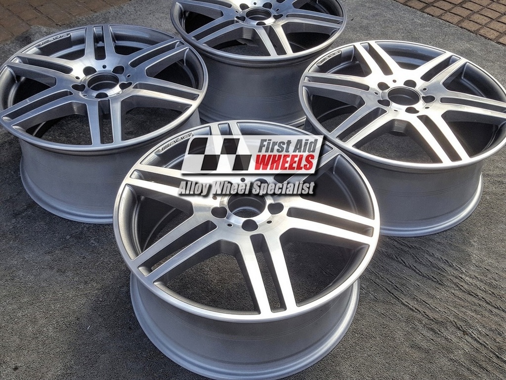 R288DCG EXCHANGE SERVICE - MERCEDES E CLASS W212 4x18" GENUINE AMG GREY DIAMOND CUT ALLOY WHEELS