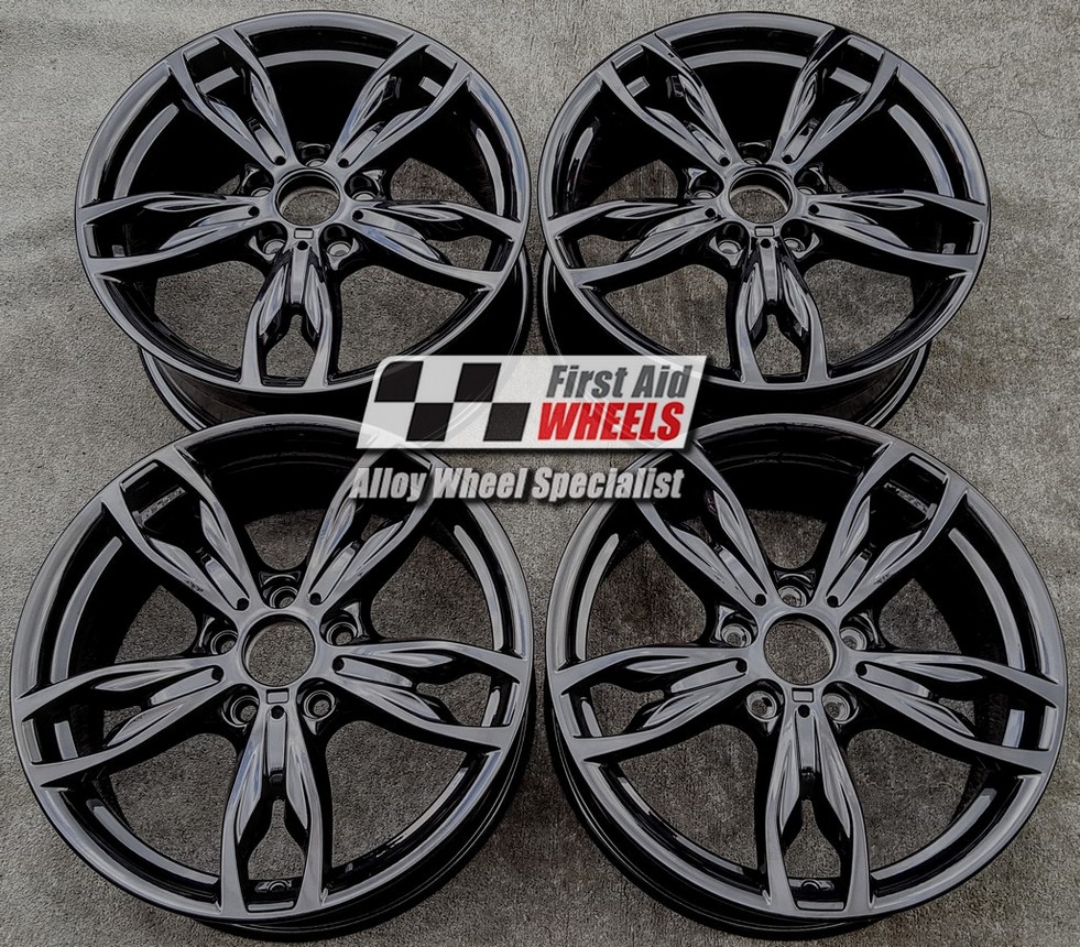 R267BG EXCHANGE SERVICE - BMW M135i M140i M235i 4x18" GENUINE 436M GLOSS BLACK ALLOY WHEELS