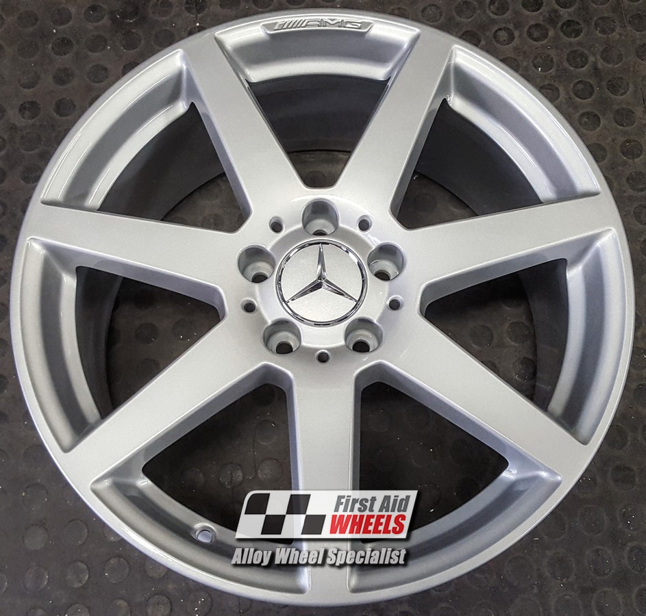 R244S EXCHANGE SERVICE - MERCEDES C CLASS 4x18" GENUINE AMG 7 SPOKE SILVER ALLOY WHEELS