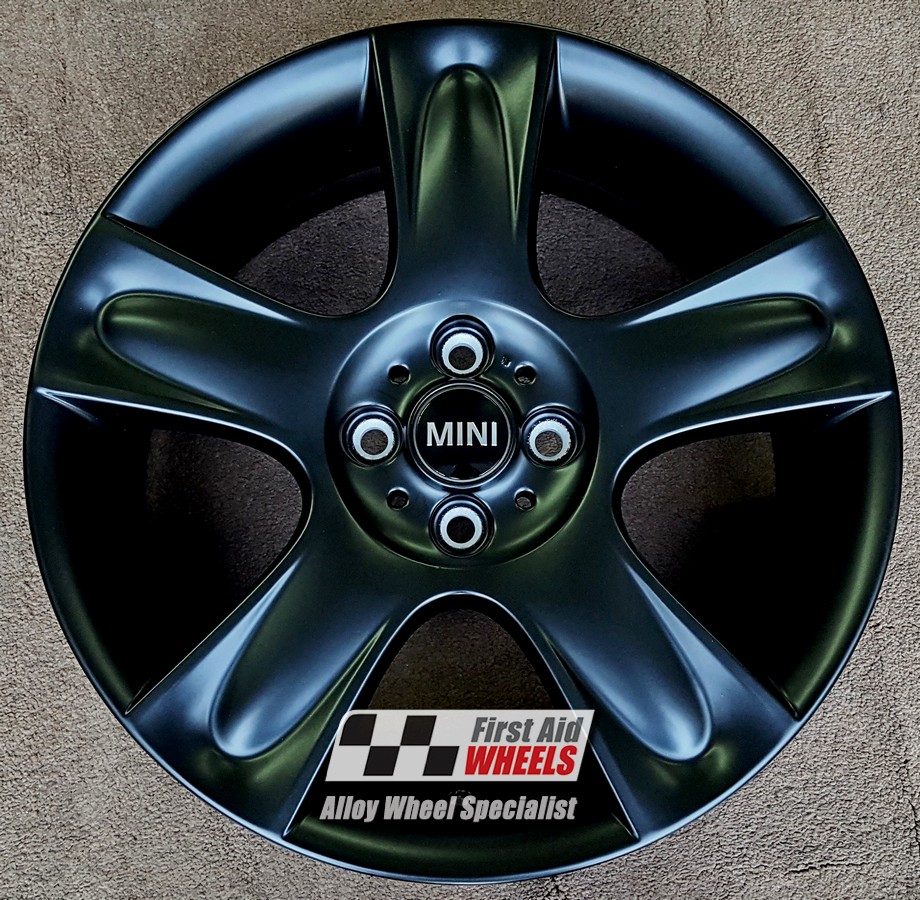 R211SB EXCHANGE SERVICE - MINI COOPER S 4x17" GENUINE R91 BULLET SATIN BLACK ALLOY WHEELS