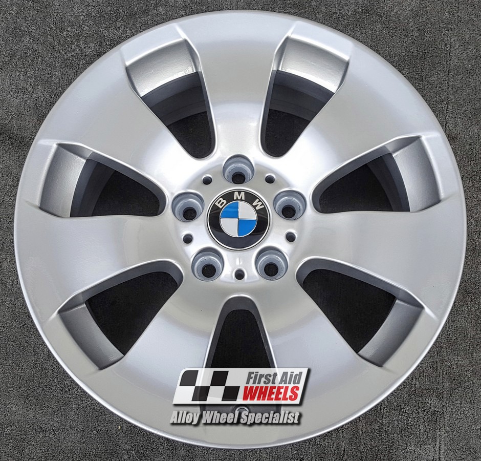 R181S EXCHANGE SERVICE - BMW 3 SERIES E90 E91 4x17" GENUINE STYLE 158 SILVER ALLOY WHEELS