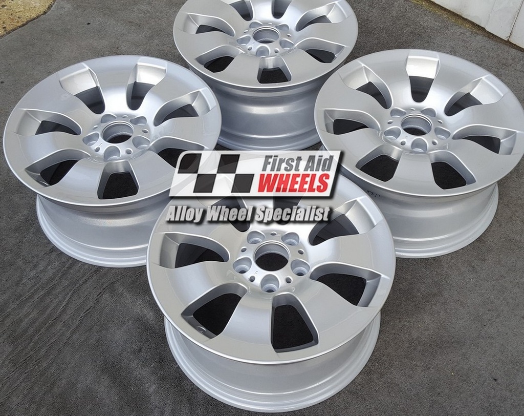 R181S EXCHANGE SERVICE - BMW 3 SERIES E90 E91 4x17" GENUINE STYLE 158 SILVER ALLOY WHEELS