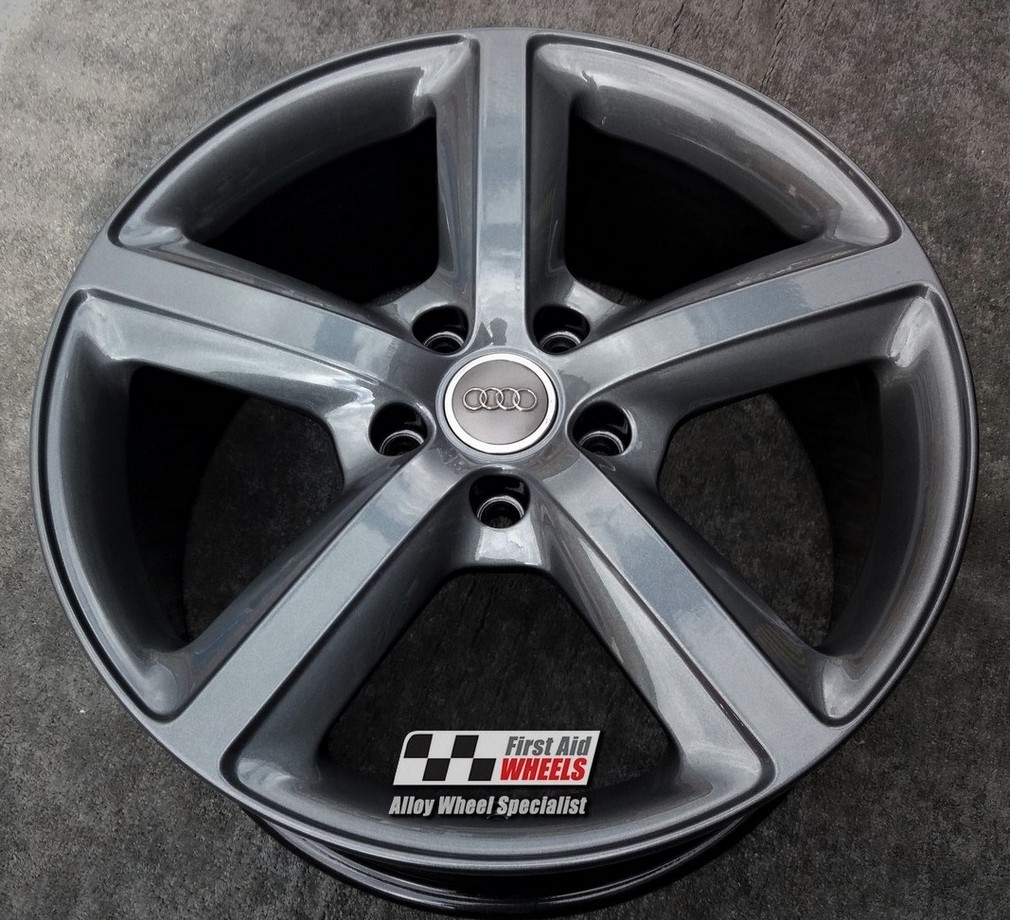 R173A EXCHANGE SERVICE - AUDI Q7 4x20" GENUINE 5 SPOKE ANTHRACITE GREY ALLOY WHEELS