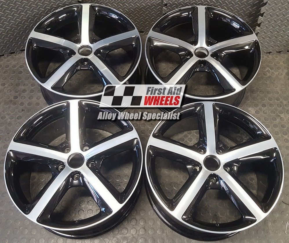 R173DBG EXCHANGE SERVICE - AUDI Q7 4x20" GENUINE 5 SPOKE GLOSS BLACK DIAMOND CUT ALLOY WHEELS