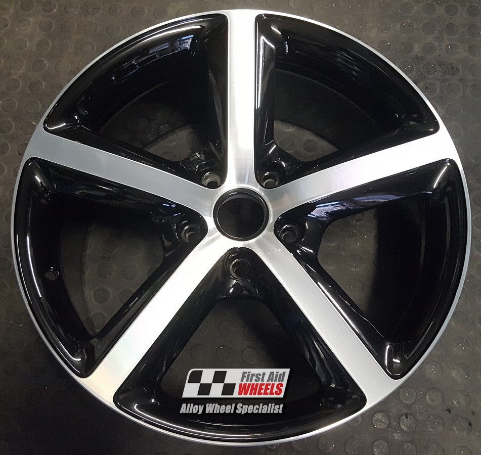 R173DBG EXCHANGE SERVICE - AUDI Q7 4x20" GENUINE 5 SPOKE GLOSS BLACK DIAMOND CUT ALLOY WHEELS