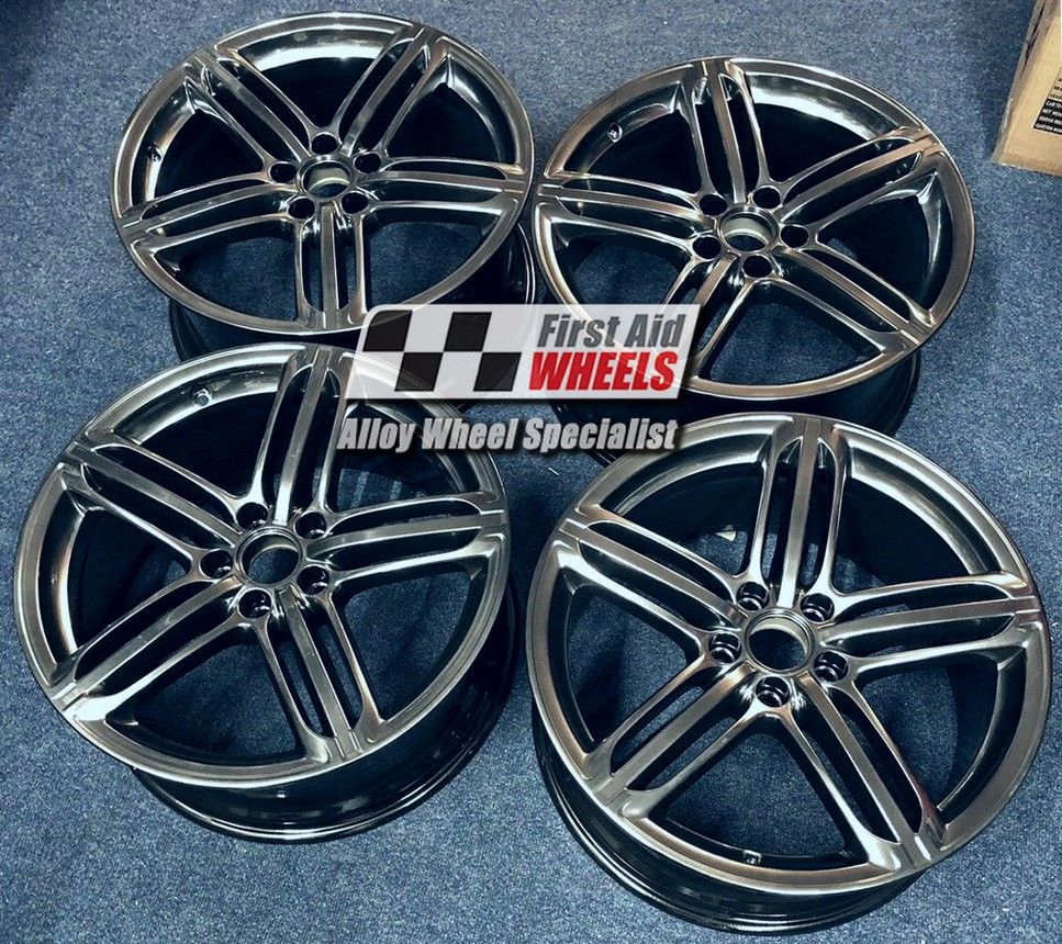 R172SC EXCHANGE SERVICE - AUDI A5 8T S5 4x19" GENUINE SEGMENT SPOKE SHADOW  CHROME ALLOY WHEELS