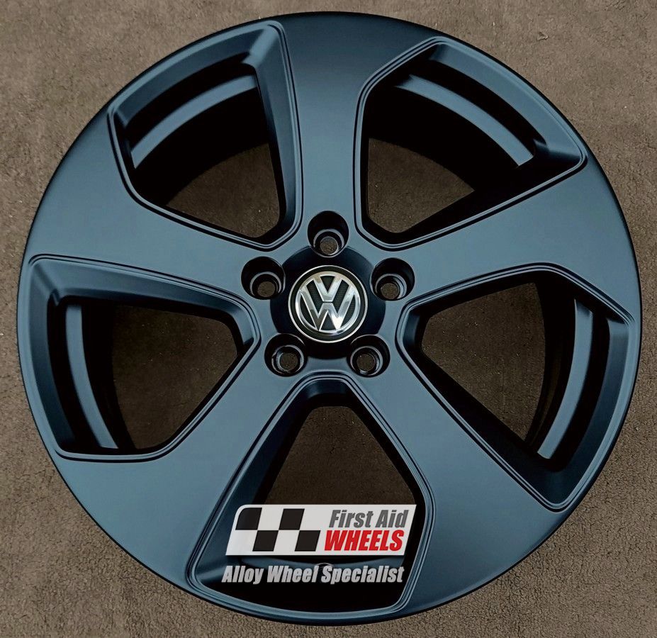 R147SB EXCHANGE SERVICE - VW GOLF MK7 GTI 4x18" GENUINE AUSTIN SATIN BLACK ALLOY WHEELS