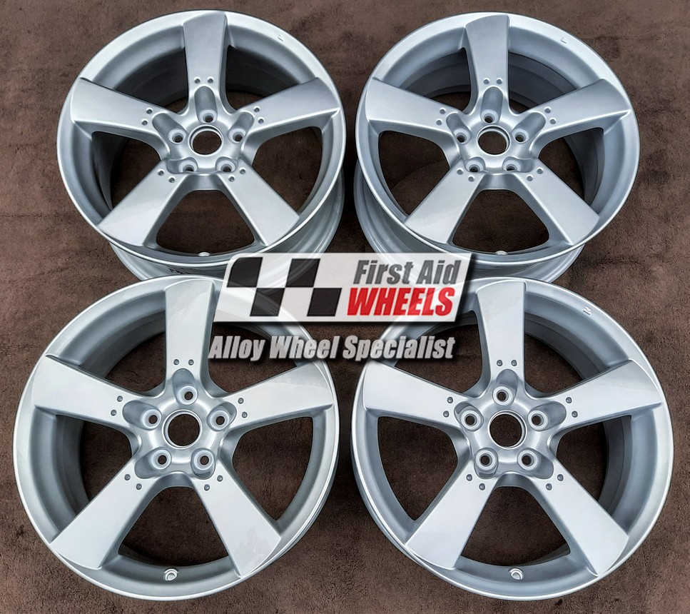 R142S EXCHANGE SERVICE - MAZDA RX8 4x18" GENUINE 5 SPOKE SILVER ALLOY WHEELS