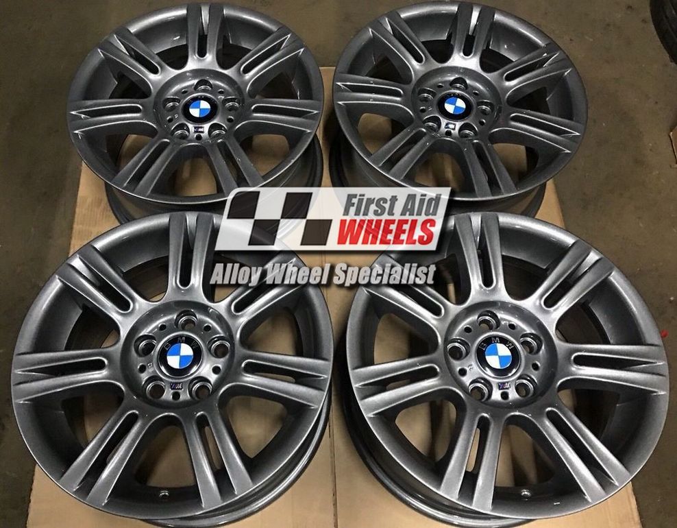 R140A EXCHANGE SERVICE - BMW 3 SERIES 4x17" GENUINE STYLE 194M ANTHRACITE GREY ALLOY WHEELS