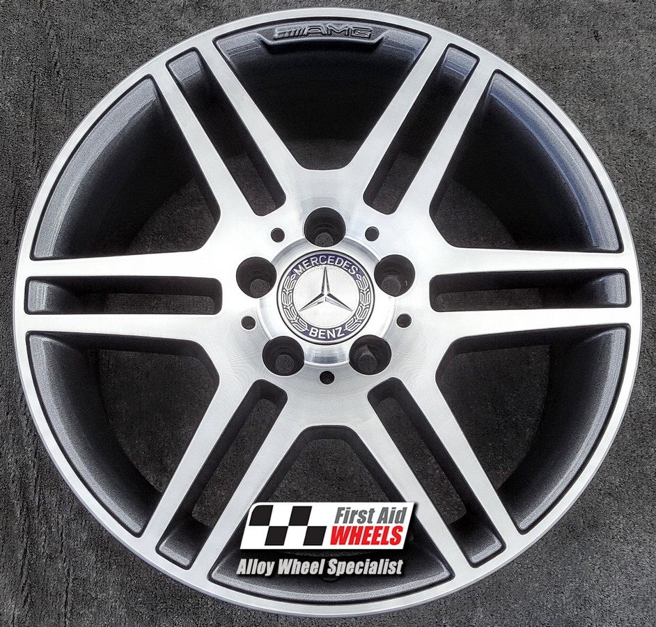 R139DCA EXCHANGE SERVICE - MERCEDES C-CLASS W204 4x17" AMG ANTHRACITE DIAMOND CUT ALLOY WHEELS