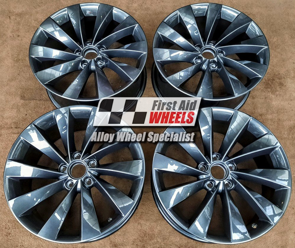 R128CG EXCHANGE SERVICE - VW PASSAT CC 4x18" GENUINE INTERLAGOS COURSE GRAPHITE ALLOY WHEELS