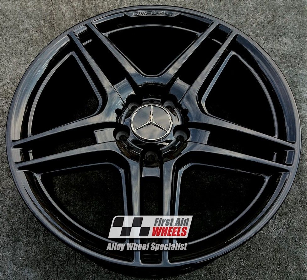 R121GB EXCHANGE SERVICE - MERCEDES C CLASS 4x18" GENUINE AMG IV GLOSS BLACK ALLOY WHEELS