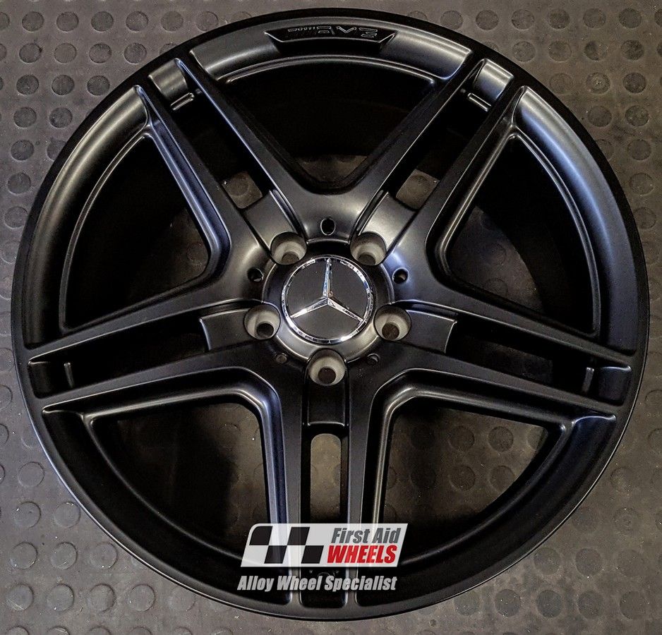 R121SB EXCHANGE SERVICE - MERCEDES C CLASS 4x18" GENUINE AMG IV SATIN BLACK ALLOY WHEELS