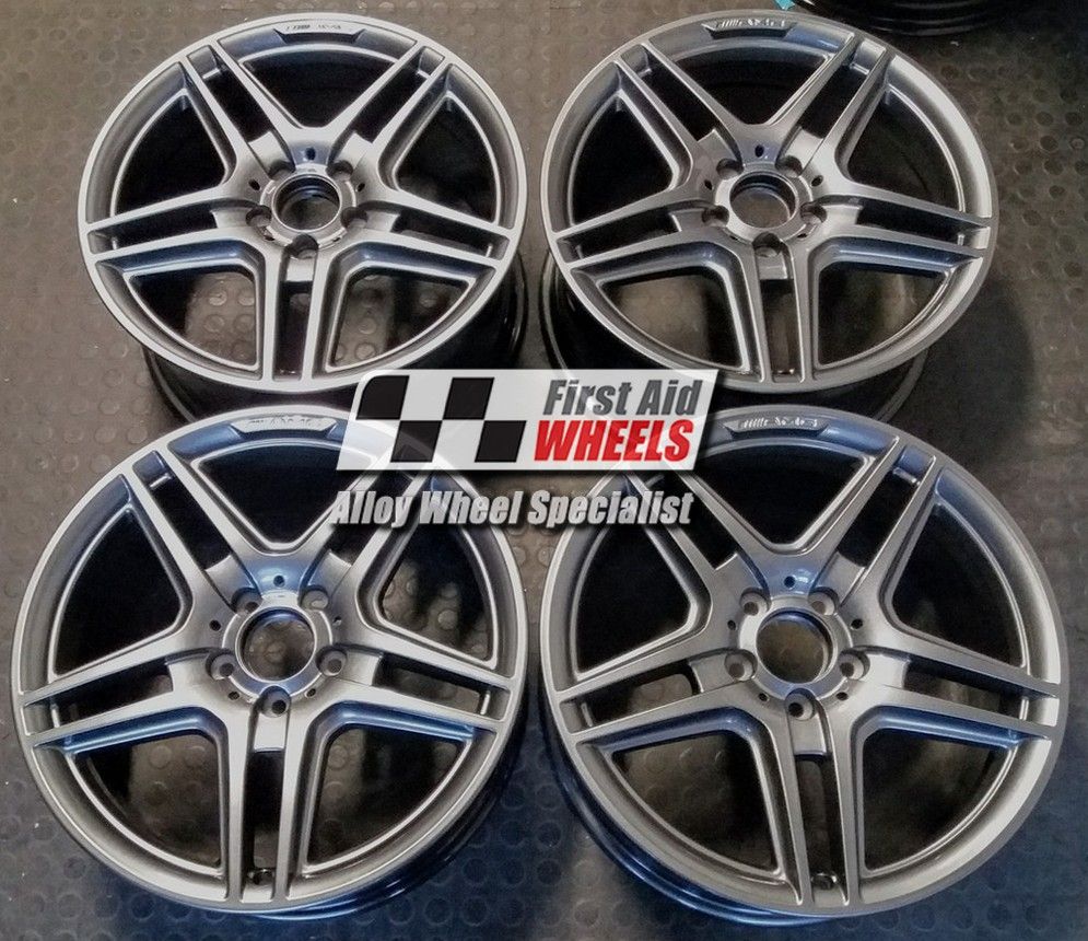 R121G EXCHANGE SERVICE - MERCEDES C CLASS 4x18" GENUINE AMG IV GREY ALLOY WHEELS