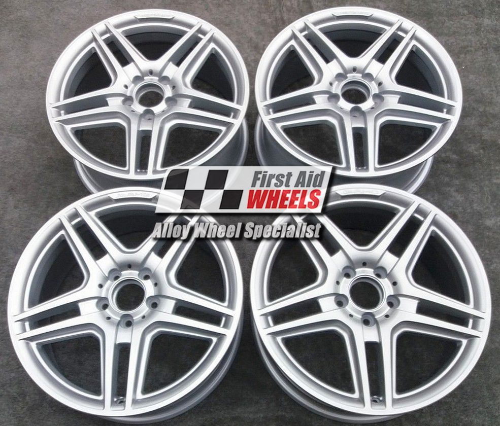 R121S EXCHANGE SERVICE - MERCEDES C CLASS 4x18" GENUINE AMG IV SILVER ALLOY WHEELS