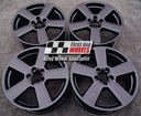 R119SB EXCHANGE SERVICE - AUDI A4 A6 4x18" GENUINE S-LINE 5 SPOKE SATIN BLACK ALLOY WHEELS