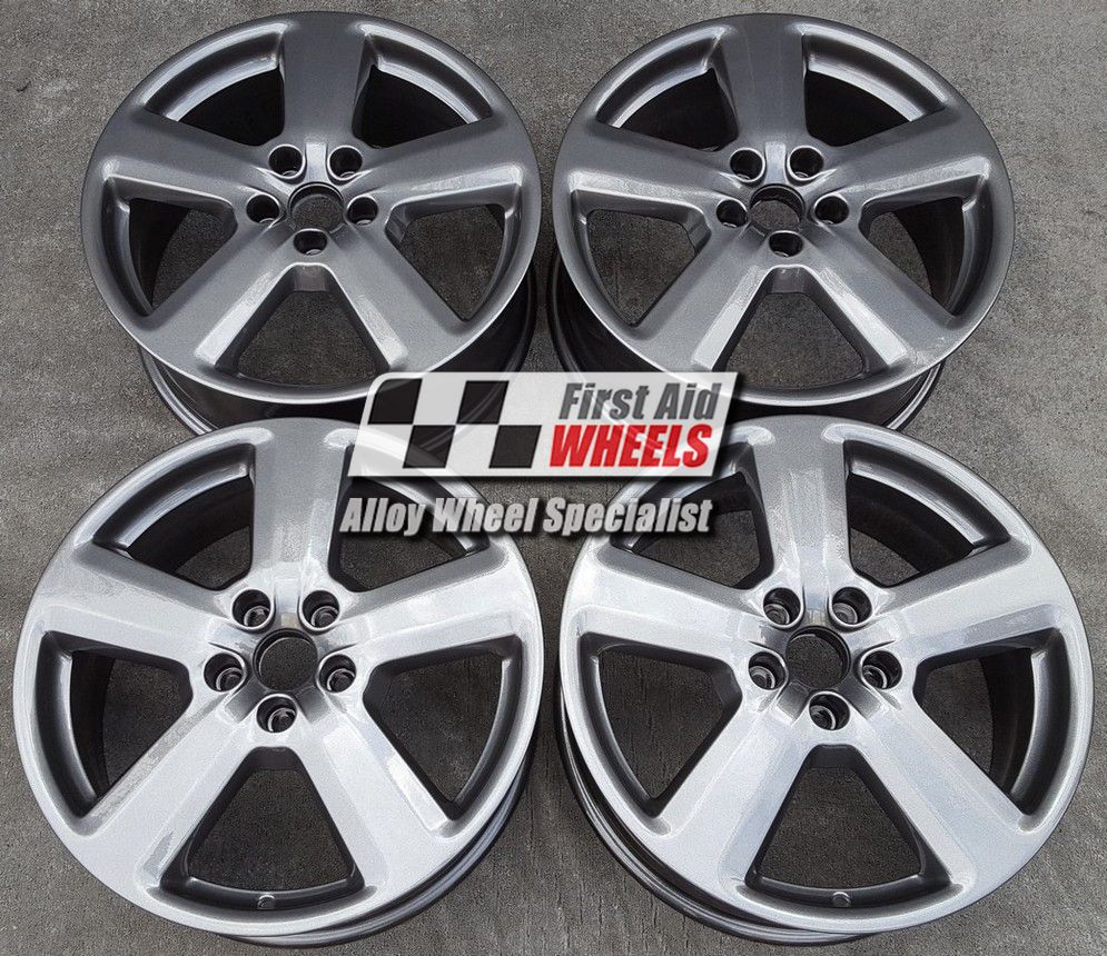 R119A EXCHANGE SERVICE - AUDI A4 A6 4x18" GENUINE S-LINE 5 SPOKE ANTHRACITE ALLOY WHEELS