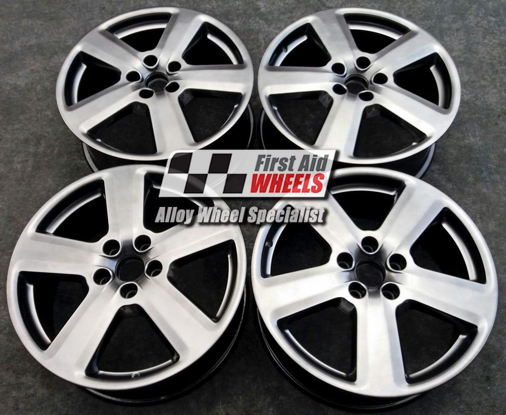 R119SC EXCHANGE SERVICE - AUDI A4 A6 4x18" GENUINE S-LINE 5 SPOKE SHADOW CHROME ALLOY WHEELS